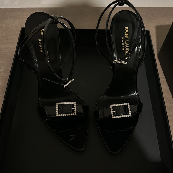 Saint Laurent Claude 110mm buckle heel sandal in patent leather - Picture 10 of 16